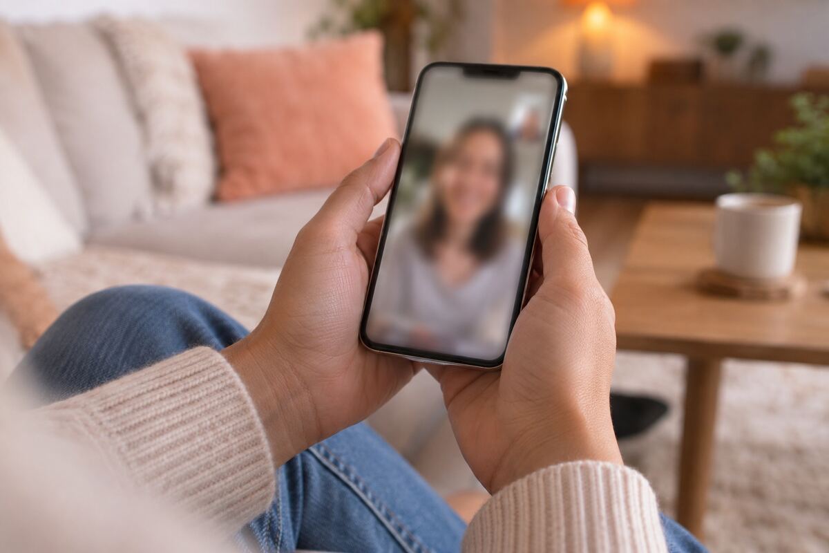 スマホのビデオ通話で診察を受けている手元